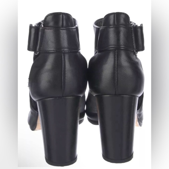 Stuart Weitzman Black Leather PeepToe Ankle Boot Sz 9.5 - Picture 5 of 5
